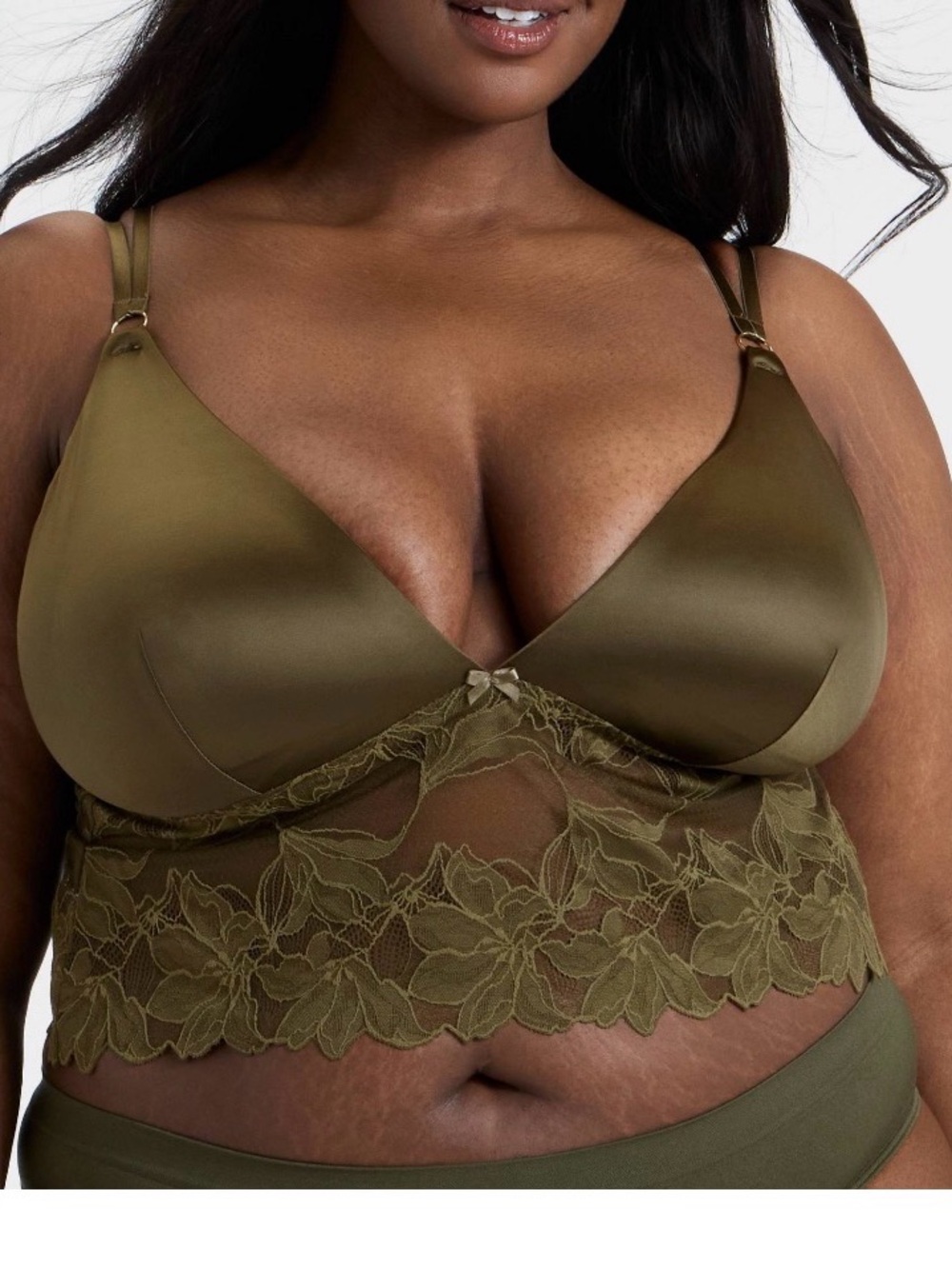 Olive Lace-Trim Bralette for Women - Plus Size